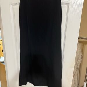 Linda Allard Ellen Tracy 100% Silk Black Midi Skirt with Side Slit | Size 14